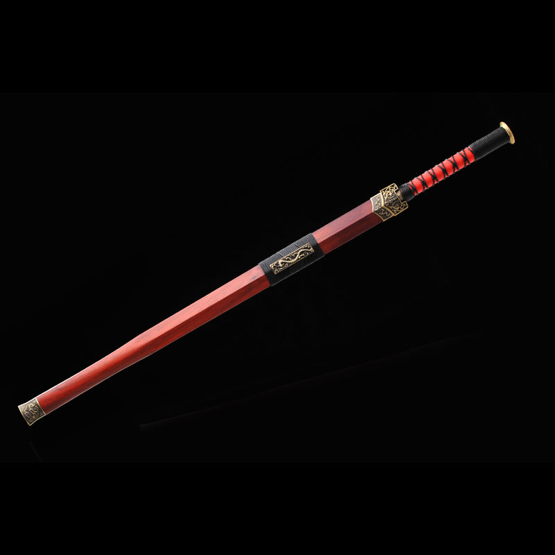 Handmade Chinese Sword Double Dragon Han Jian Folded Steel Eight-Sides 