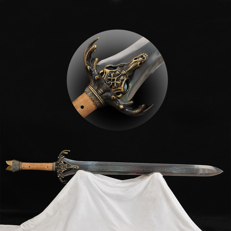 Handmade Conan Father's Sword 1095 High Carbon Steel Brass Handguard 