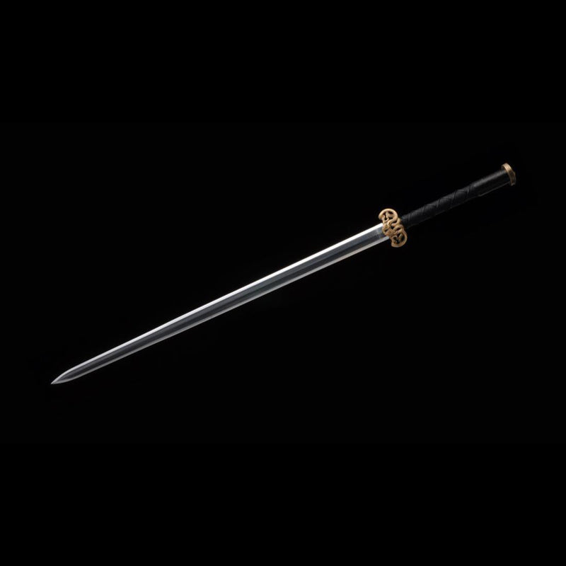 Handmade Chinese Sword Double Dragon Han Jian Folded Steel Blade Ebony 
