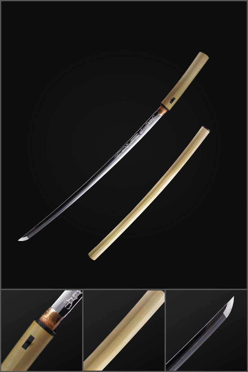 Handgeschmiedetes japanisches Samurai-Schwert Myoho Muramasa mit handgeschnitztem Saya gefaltetem Stahl aus gehärtetem Ton – COOLKATANA 