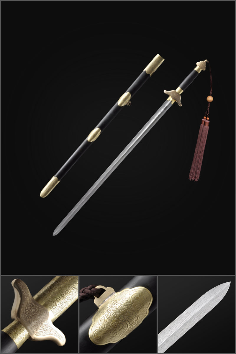 ดาบจีนทำมือ Qianlong Tai Chi Jian ดาบ Longquan พับเหล็กพร้อมฝักไม้มะเกลือ - COOLKATANA 