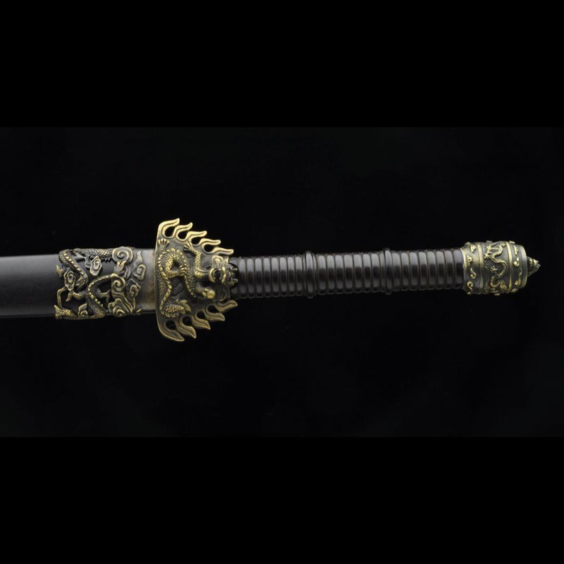 Handmade Chinese Sword Fire Dragon Sword Folded steel Blade Finely Pol 