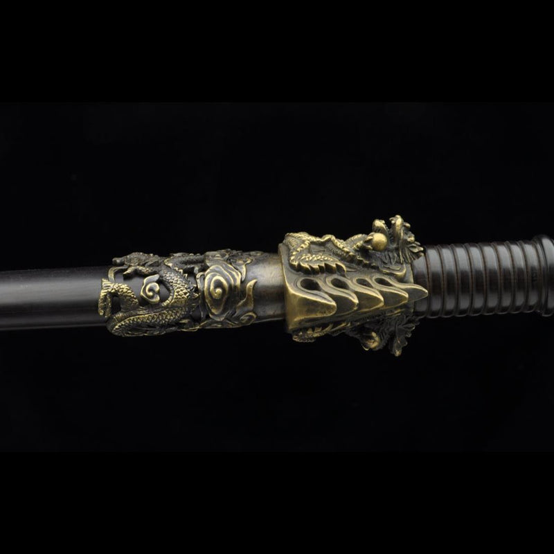 Handmade Chinese Sword Fire Dragon Sword Folded steel Blade Finely Pol 