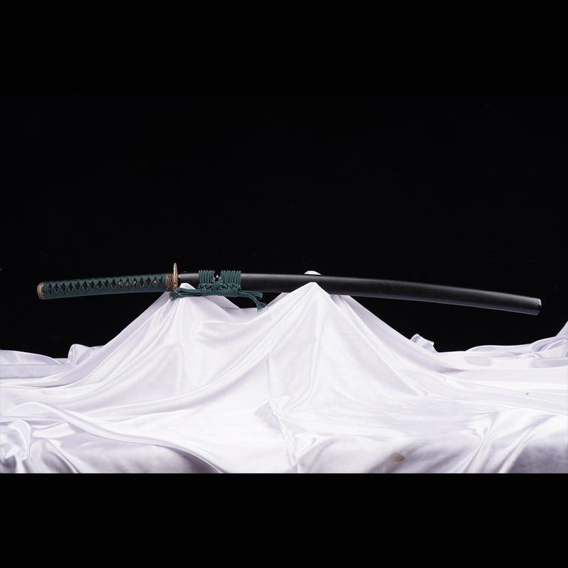 Handgeschmiedetes japanisches Samurai-Katana-Schwert Mangan-Stahl-Klinge Ton-gehärtetes Messing Tsuba - COOLKATANA 