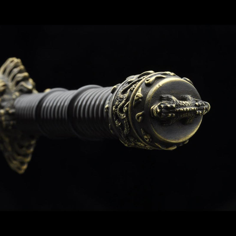 Handmade Chinese Sword Fire Dragon Sword Folded steel Blade Finely Pol 