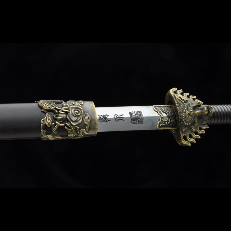 Handmade Chinese Sword Fire Dragon Sword Folded steel Blade Finely Pol 