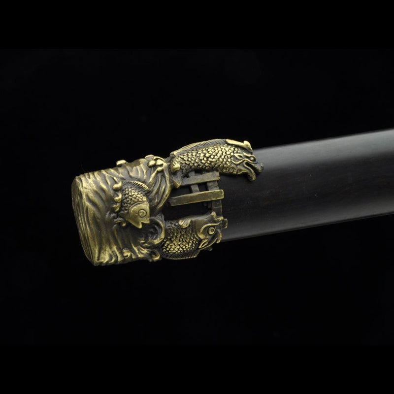 Handmade Chinese Sword Fire Dragon Sword Folded steel Blade Finely Pol 