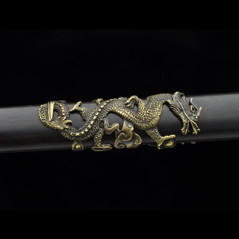Handmade Chinese Sword Fire Dragon Sword Folded steel Blade Finely Pol 