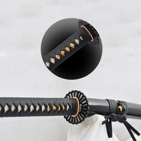Hand Forged 55inch Nodachi Japanese Samurai Long Sword Combined Material 1095 Steel+Folded Steel Iron Tsuba-COOLKATANA-SL-1249-U