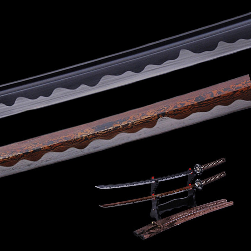 Handgeschmiedetes japanisches Daisho-Katana-Schwert, 2-teiliges Set, 1095 Kohlenstoffstahl + gefalteter Stahl - COOLKATANA 