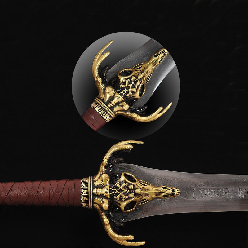 Hand Forged European Sword Conan Father's Sword 1095 Folded Steel Brass Fittings 