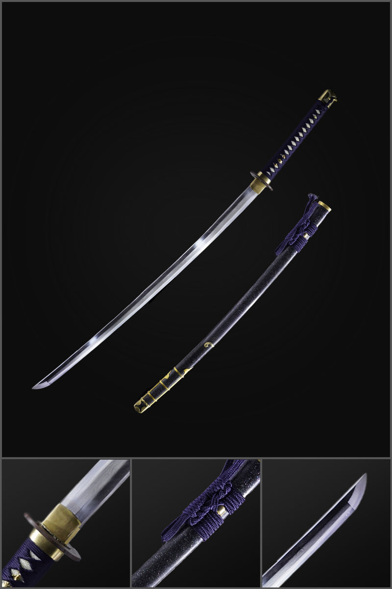 Handgeschmiedetes japanisches Samurai-Katana-Schwert, gefalteter Stahl, Sashikomi A+, Poliergrad, Ton, gehärtet – COOLKATANA 