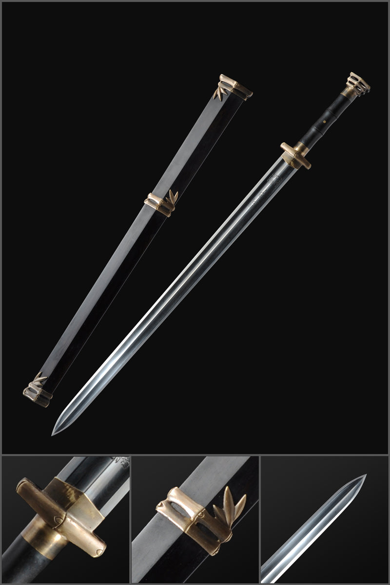 Handmade Chinese Sword Gentleman Sword Folded Steel Blade Ebony Scabba 