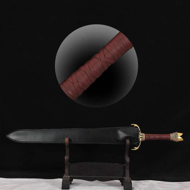 Hand Forged European Sword Conan Father's Sword 1095 Folded Steel Brass Fittings 