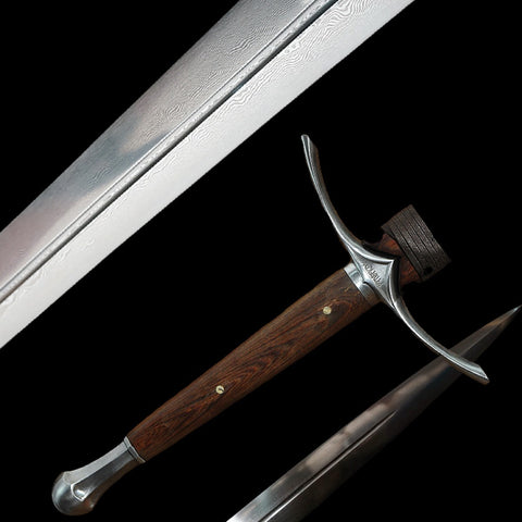 Hand Forged European Sword Glamdring Sword 1095 Folded Steel Rosewood Handle-COOLKATANA-SL-1405-U