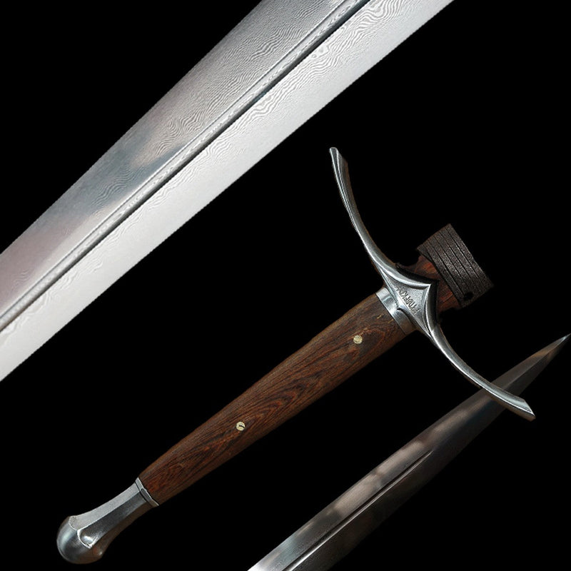 Handgeschmiedetes Europäisches Schwert Glamdring Schwert 1095 Gefalteter Stahl Palisandergriff - COOLKATANA 