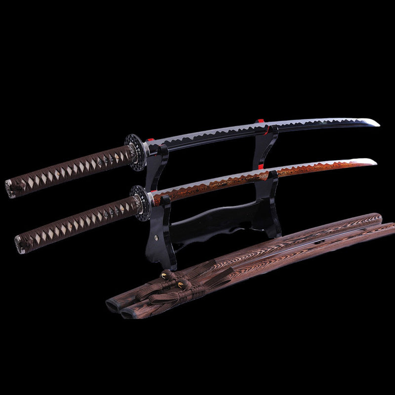 Handgeschmiedetes japanisches Daisho-Katana-Schwert, 2-teiliges Set, 1095 Kohlenstoffstahl + gefalteter Stahl - COOLKATANA 