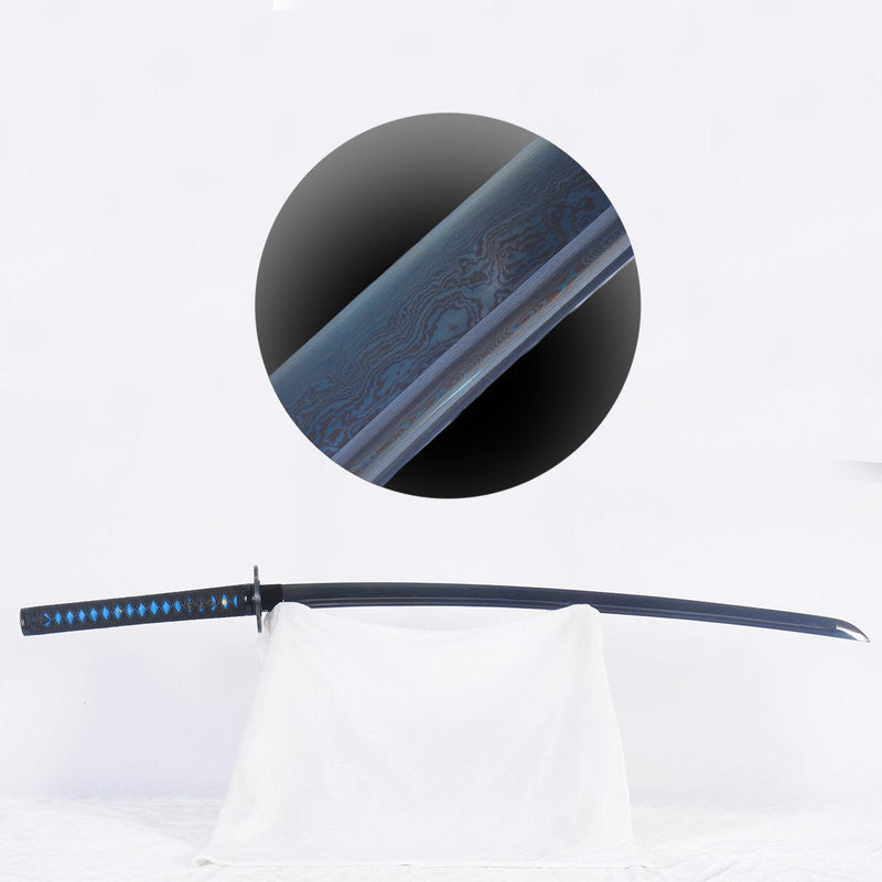 Hand Forged Blue Japanese Samurai Katana Sword Folded Steel Blade Iron 