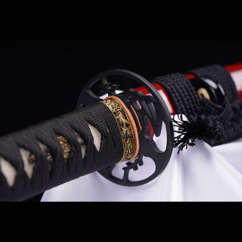 Hand Forged Japanese Samurai Katana Sword Manganese Steel Blade Oil Qu 