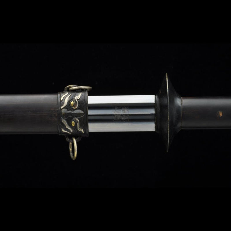 Handgefertigtes chinesisches Schwert Plain Warring States Jian Gefaltete Stahlklinge Doppelschneidig Handgeschnitzt - COOLKATANA 