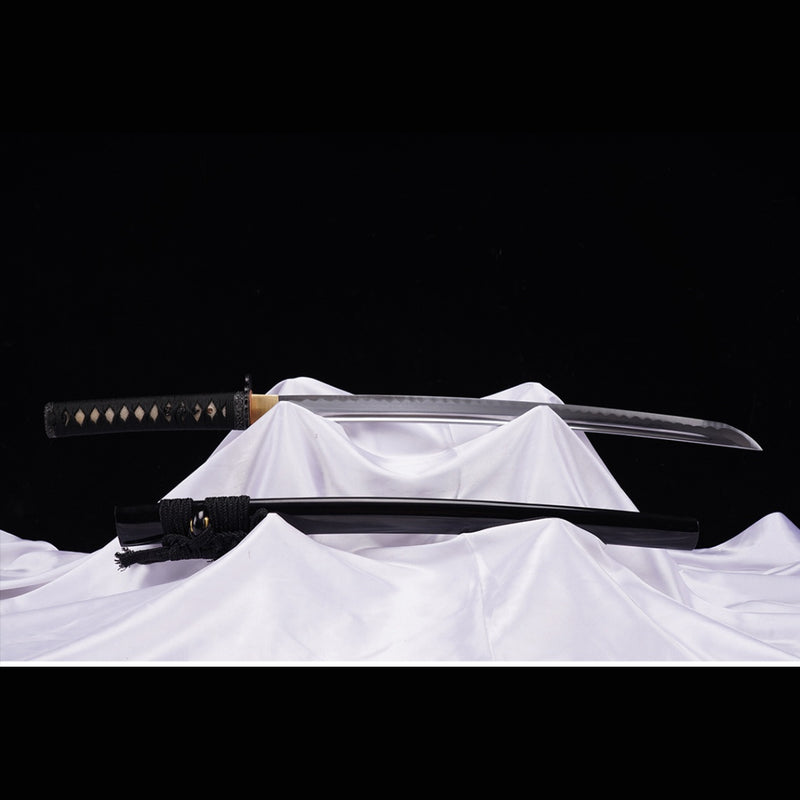 Handgeschmiedetes japanisches Wakizashi-Schwert Mangan-Stahl-Öl-Löscheisen-Tsuba - COOLKATANA 