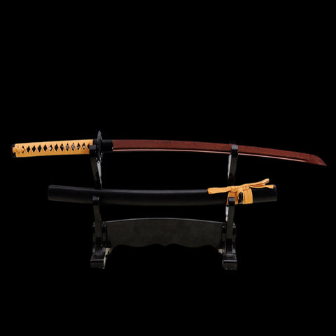 Hand Forged Japanese Wakizashi Sword Folded Steel Reddish Black Blade Iron Tsuba-COOLKATANA-SL-831-U