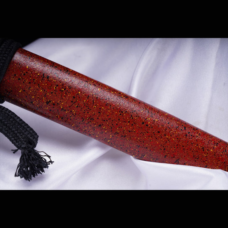 Hand Forged Japanese Tanto Sword Short Sword T10 Steel Clay Tempered Copper Tsuba 