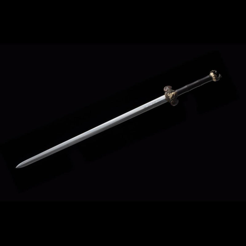 Handmade Chinese Sword Four-Holy-Animal Sword Folded Steel Blade Ebony 