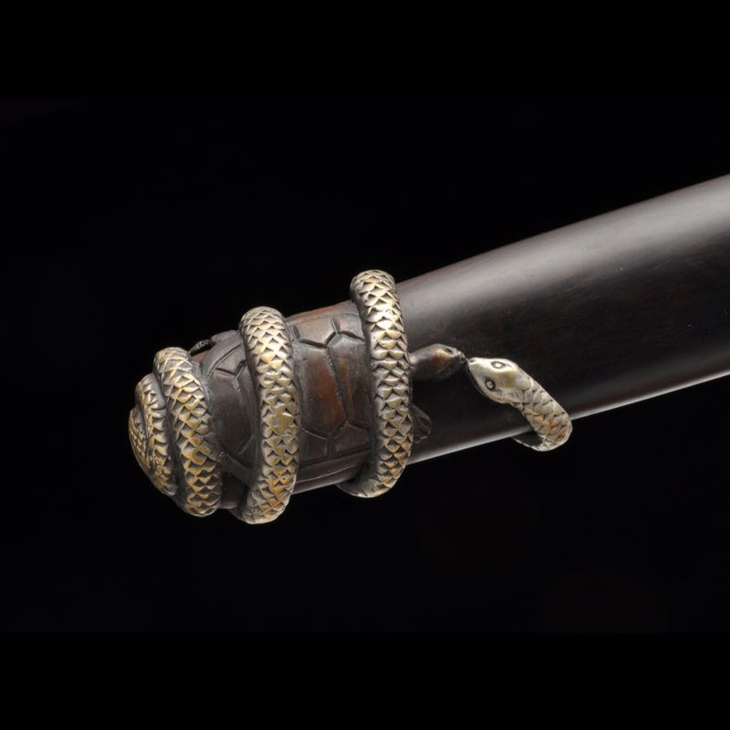 Handmade Chinese Sword Four-Holy-Animal Sword Folded Steel Blade Ebony 