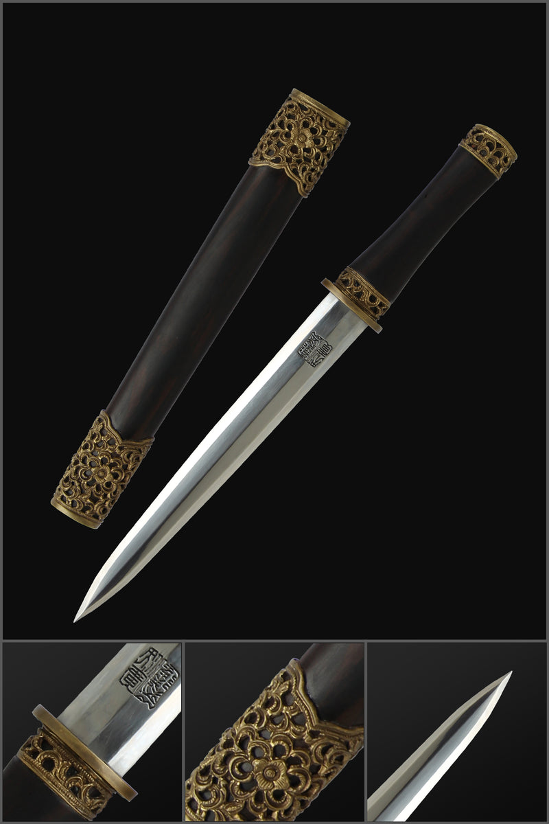 Handmade Chinese Sword Mini Longquan Short Sword Folded Steel Blade Eb 