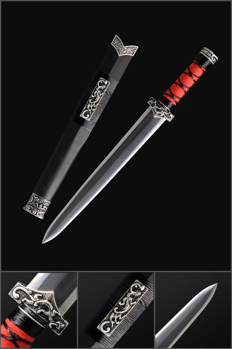 Handmade Chinese Sword Little Red Dragon Han Jian Short Sword Folded S 