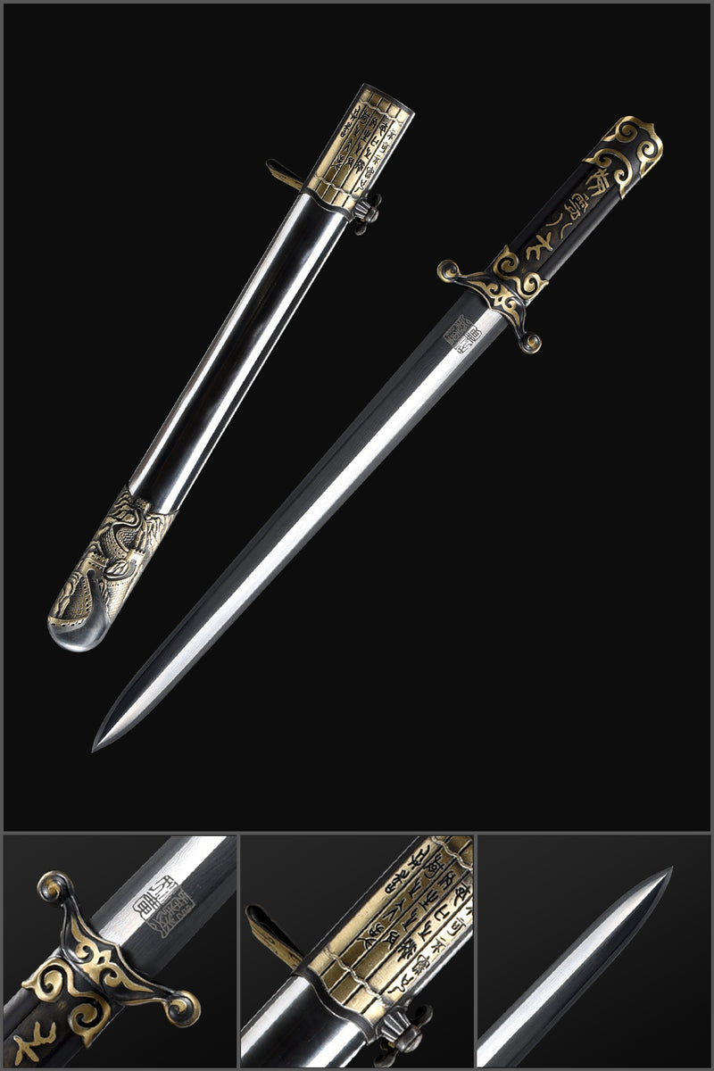 Handmade Chinese Sword General Short Sword Folded Steel Eight-sided Bl 