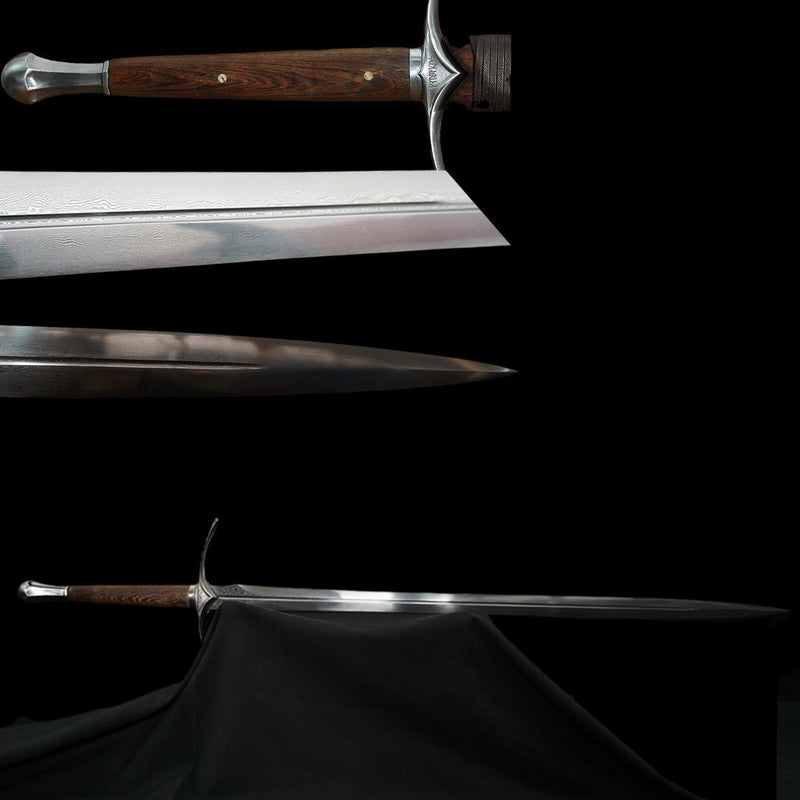 Handgeschmiedetes Europäisches Schwert Glamdring Schwert 1095 Gefalteter Stahl Palisandergriff - COOLKATANA 