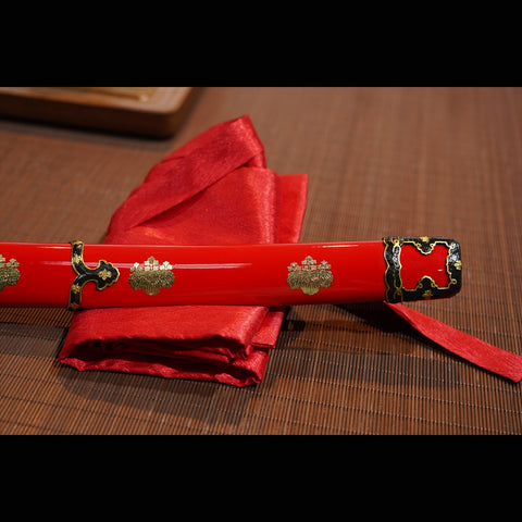Hand Forged Japanese Tachi Samurai Sword Folded Steel Clay Tempered Gold/Silver Plated Copper Tsuba-COOLKATANA-ZS-0076-U