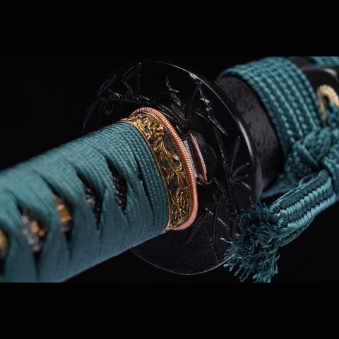Hand Forged Japanese Samurai Katana Sword Tamahagane Steel Blade Clay Tempered Iron Tsuba-COOLKATANA-ZS-0063-U