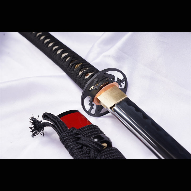 Hand Forged Japanese Samurai Katana Sword Manganese Steel Blade Oil Qu 