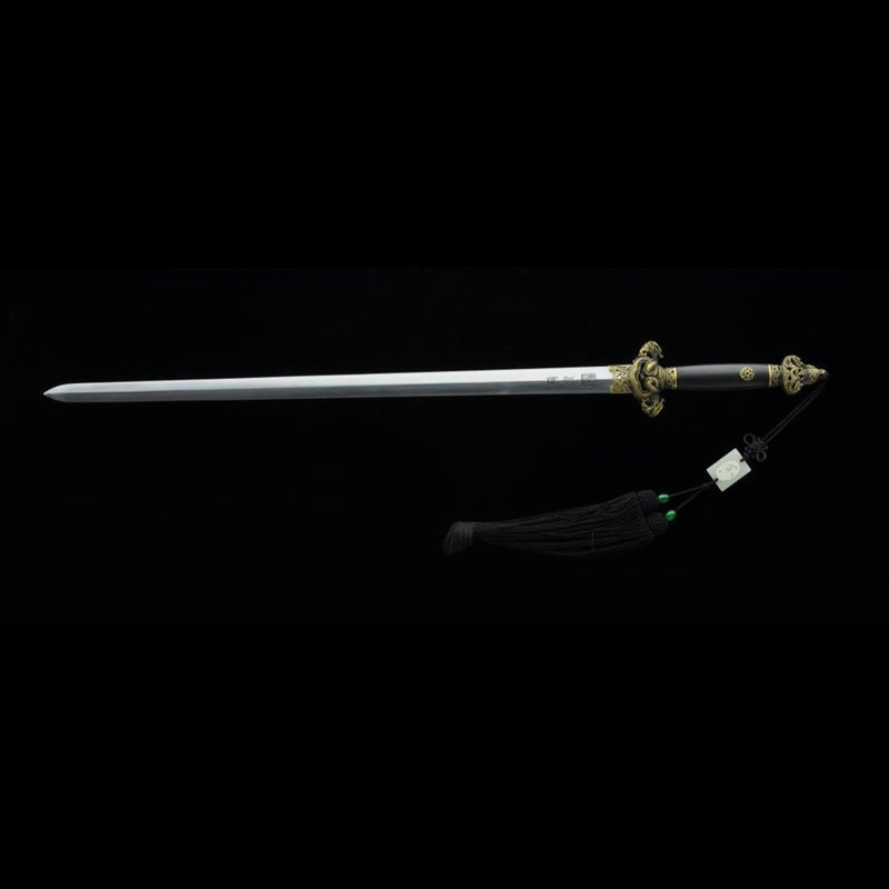 Handgefertigtes chinesisches Schwert Nine Dragon Jian gefaltete Stahlklinge Tamron Figur Ebenholzscheide - COOLKATANA 