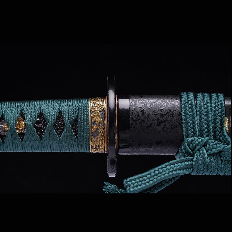 Hand Forged Japanese Samurai Katana Sword Smelted Steel Blade Clay Tempered Iron Tsuba 