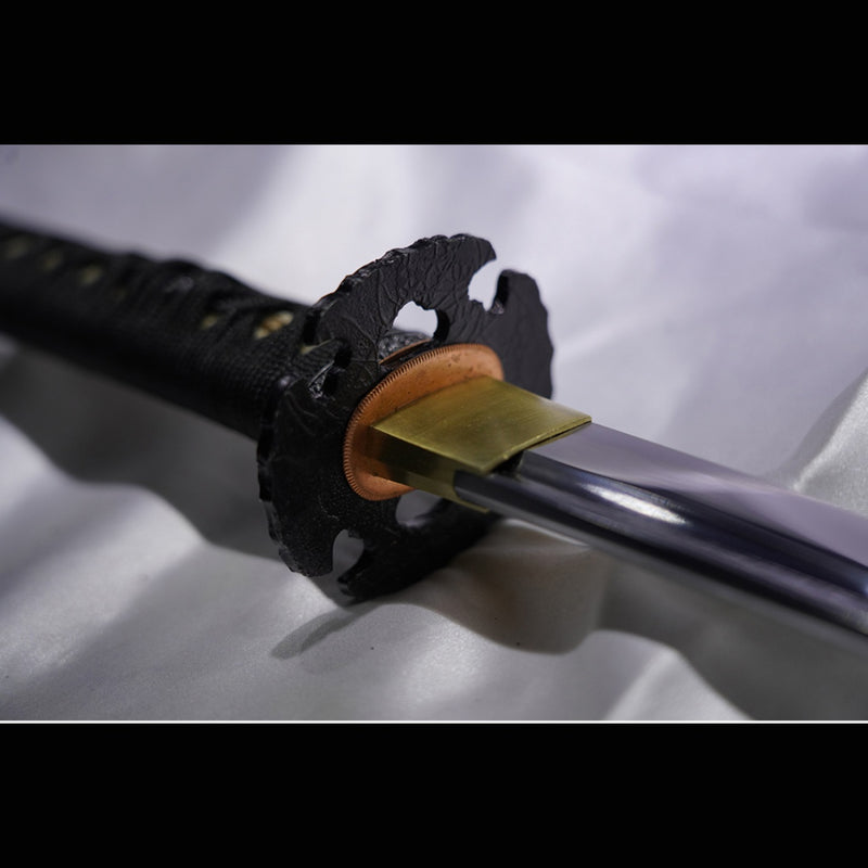 Handgeschmiedetes japanisches Wakizashi-Schwert Mangan-Stahl-Öl-Löscheisen-Tsuba - COOLKATANA 