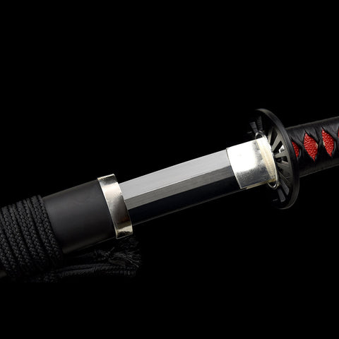Demon Slayer Tanjiro Nichirin Sword on Wooden Stand Blade Steel SL-1413-U COOLKATANA 14