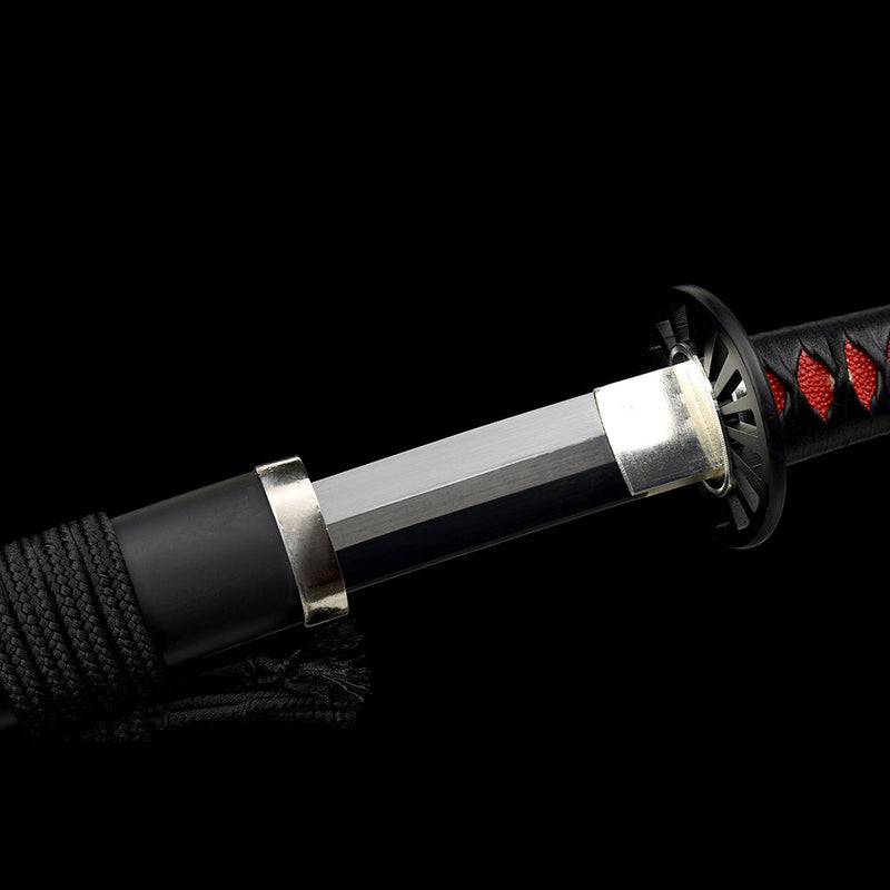 Hand Forged Anime Demon Slayer Tanjiro's Katana Sword Replica 1095 High Carbon Steel Iron Tsuba 