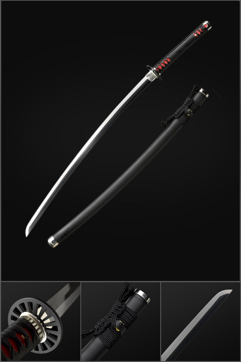 Hand Forged Anime Demon Slayer Tanjiro's Katana Sword Replica 1095 High Carbon Steel Iron Tsuba 