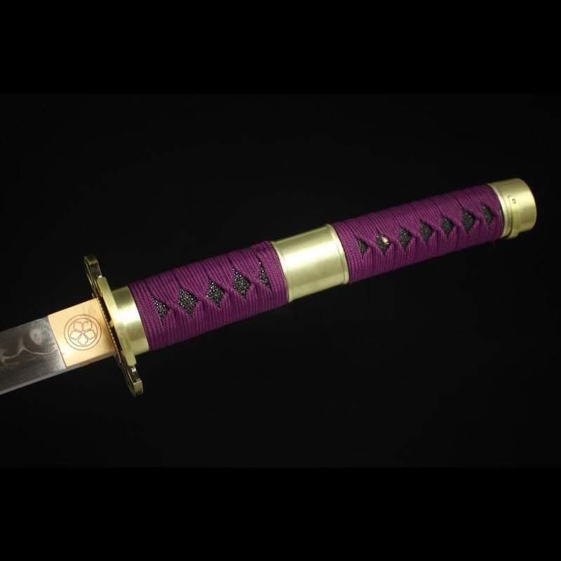 Handgefertigtes einteiliges Nidai Kitetsu Samurai-Schwert aus T10-Stahl, lehmgehärtet 