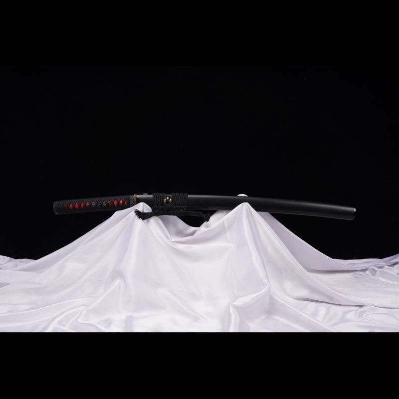 Hand Forged Japanese Wakizashi Sword T10 Steel Clay Tempered Brass Tsu 