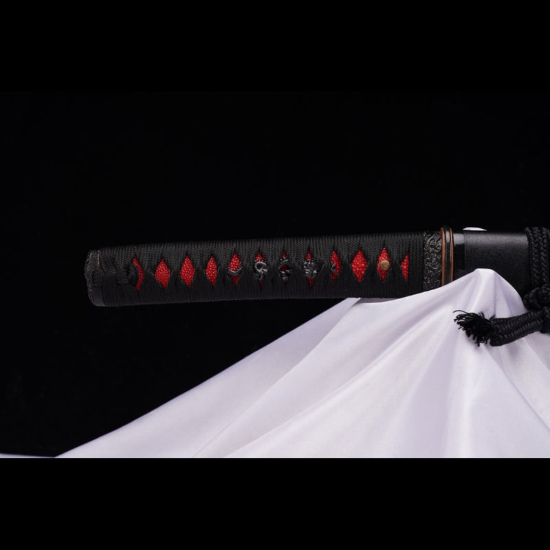 Hand Forged Japanese Wakizashi Sword T10 Steel Clay Tempered Brass Tsu 