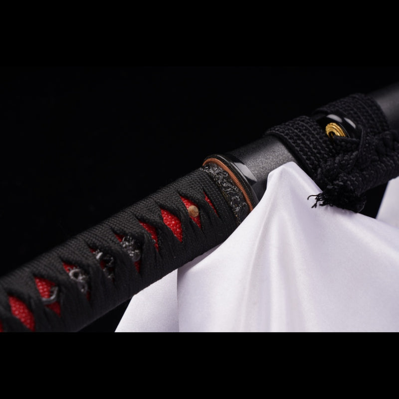 Hand Forged Japanese Wakizashi Sword T10 Steel Clay Tempered Brass Tsu 