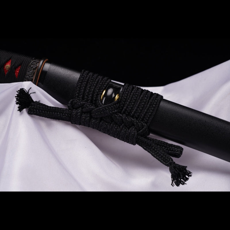 Hand Forged Japanese Wakizashi Sword T10 Steel Clay Tempered Brass Tsu 