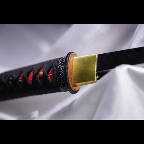 Hand Forged Japanese Wakizashi Sword T10 Steel Clay Tempered Brass Tsuba Full Tang-COOLKATANA-ZS-0082-U