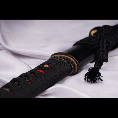 Hand Forged Japanese Wakizashi Sword T10 Steel Clay Tempered Brass Tsuba Full Tang-COOLKATANA-ZS-0082-U