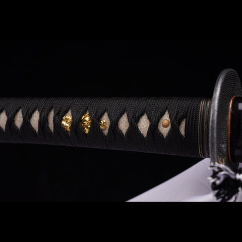 Hand Forged Japanese Samurai Katana Sword Manganese Steel Brushed Oil Quenching Alloy Tsuba-COOLKATANA-ZS-0032-U